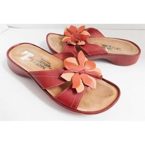 Naot‎ Cancun Red Leather Strappy Flower Sandals Israel 37 US 6 M